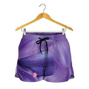 Purple Lily Flower Print Women's Shorts