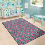 Purple Lips Pattern Print Area Rug