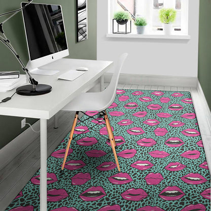 Purple Lips Pattern Print Area Rug