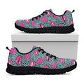 Purple Lips Pattern Print Black Running Shoes