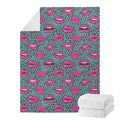 Purple Lips Pattern Print Blanket