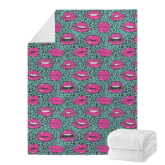 Purple Lips Pattern Print Blanket