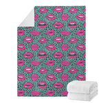 Purple Lips Pattern Print Blanket