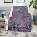 Purple Lips Pattern Print Blanket