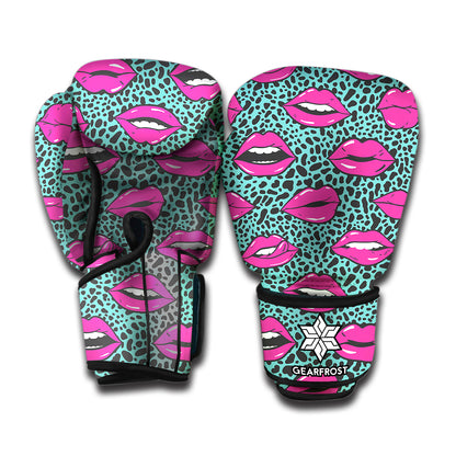 Purple Lips Pattern Print Boxing Gloves
