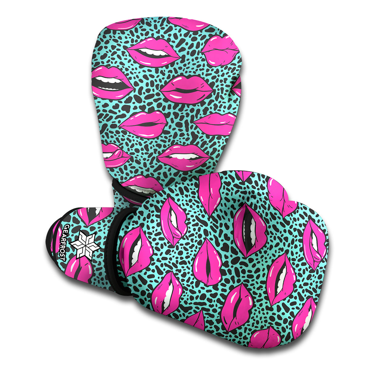 Purple Lips Pattern Print Boxing Gloves