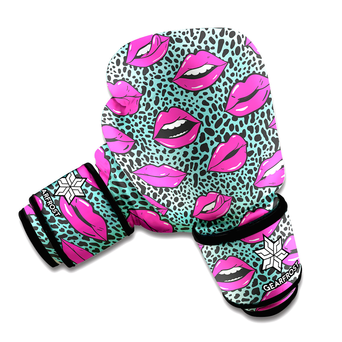 Purple Lips Pattern Print Boxing Gloves