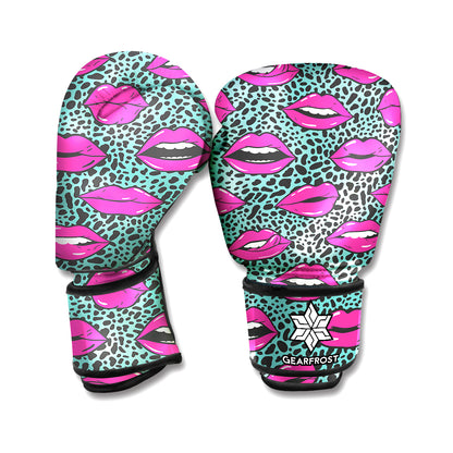 Purple Lips Pattern Print Boxing Gloves