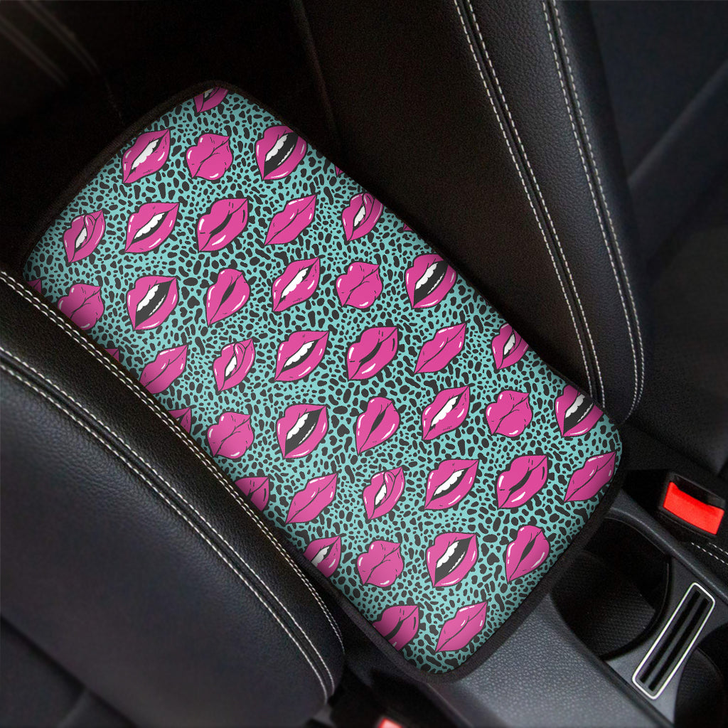 Purple Lips Pattern Print Car Center Console Cover