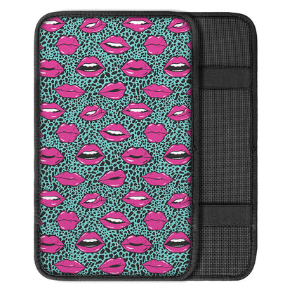 Purple Lips Pattern Print Car Center Console Cover
