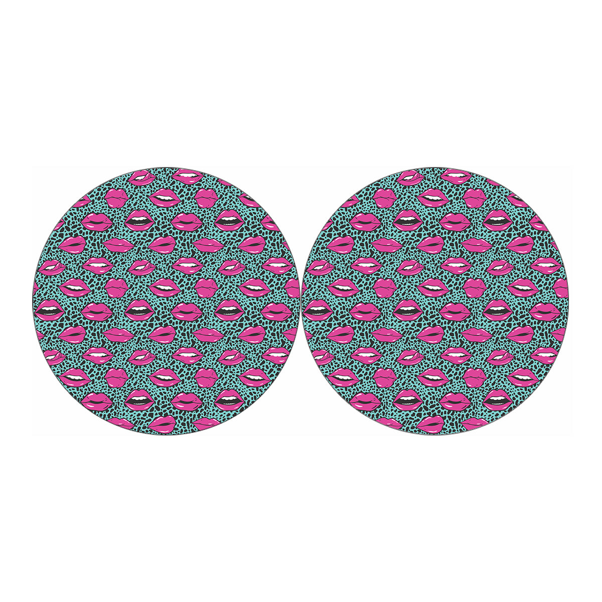 Purple Lips Pattern Print Car Coasters