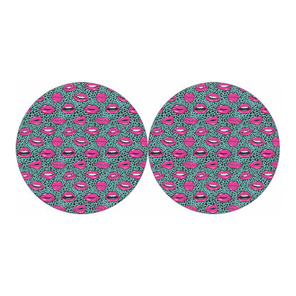 Purple Lips Pattern Print Car Coasters