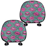 Purple Lips Pattern Print Car Headrest Covers
