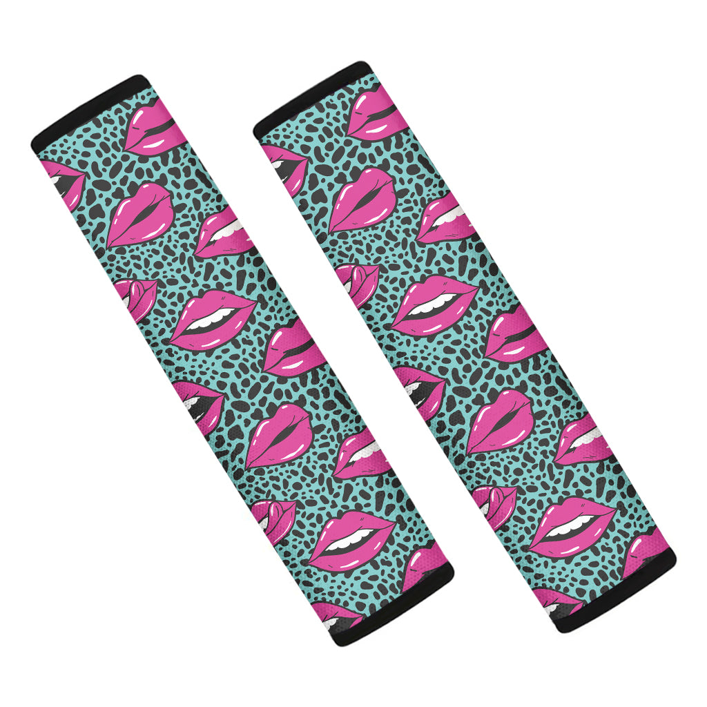 Purple Lips Pattern Print Car Seat Belt Covers