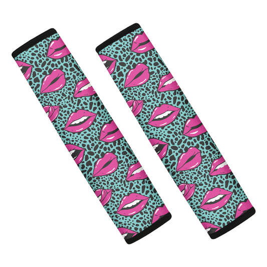 Purple Lips Pattern Print Car Seat Belt Covers