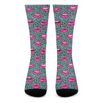Purple Lips Pattern Print Crew Socks