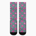 Purple Lips Pattern Print Crew Socks