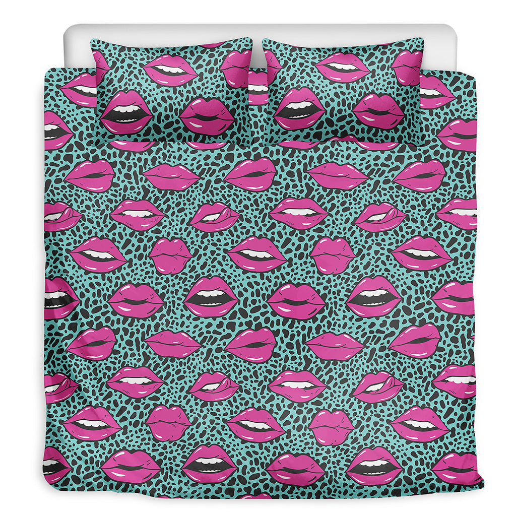 Purple Lips Pattern Print Duvet Cover Bedding Set