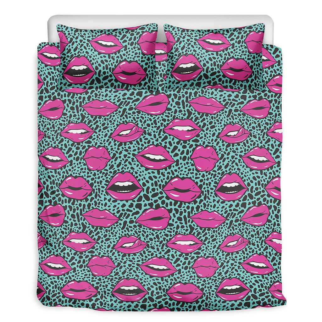 Purple Lips Pattern Print Duvet Cover Bedding Set