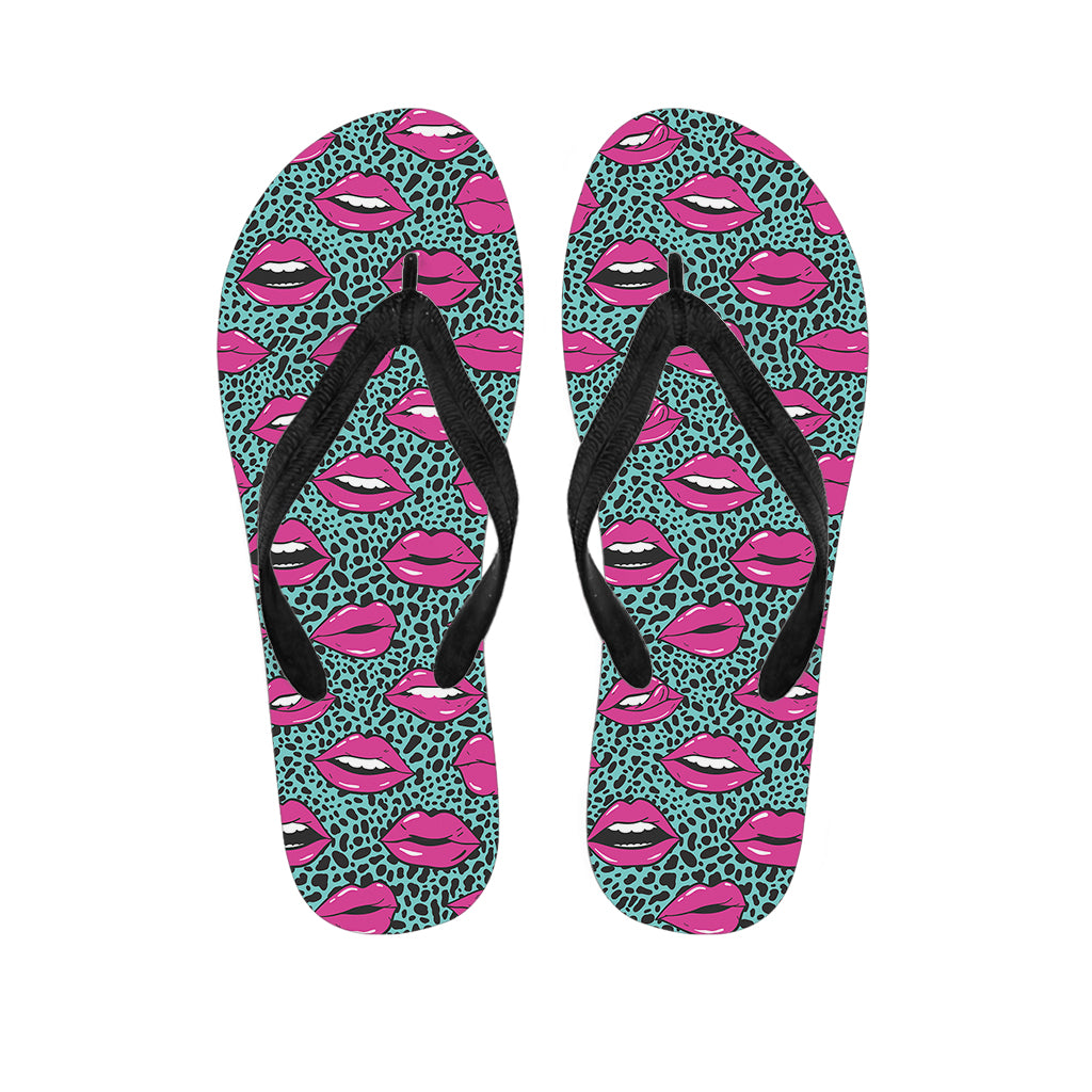 Purple Lips Pattern Print Flip Flops