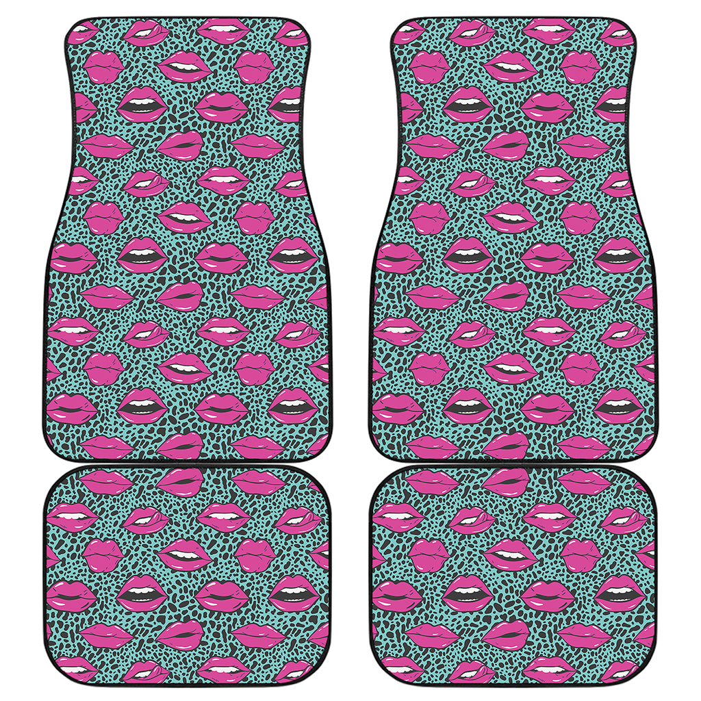 Purple Lips Pattern Print Front and Back Car Floor Mats