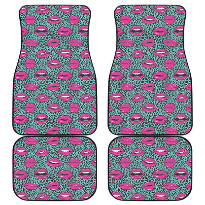Purple Lips Pattern Print Front and Back Car Floor Mats
