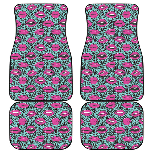 Purple Lips Pattern Print Front and Back Car Floor Mats