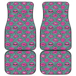 Purple Lips Pattern Print Front and Back Car Floor Mats