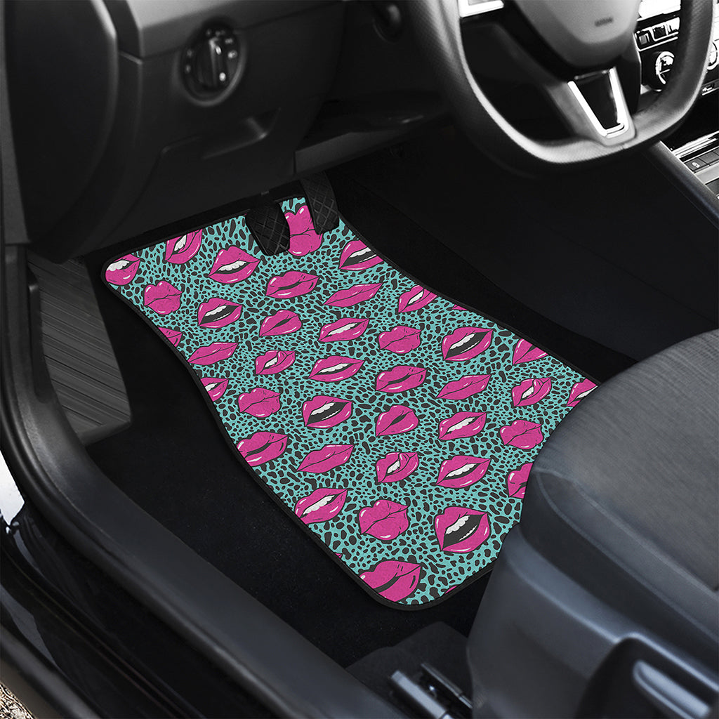 Purple Lips Pattern Print Front and Back Car Floor Mats