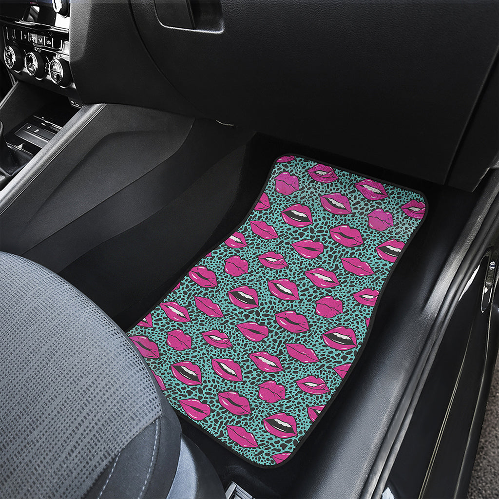 Purple Lips Pattern Print Front and Back Car Floor Mats