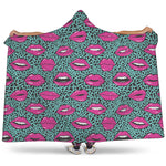Purple Lips Pattern Print Hooded Blanket