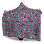 Purple Lips Pattern Print Hooded Blanket