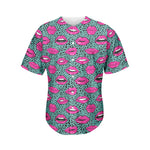 Purple Lips Pattern Print Men's Baseball Jersey