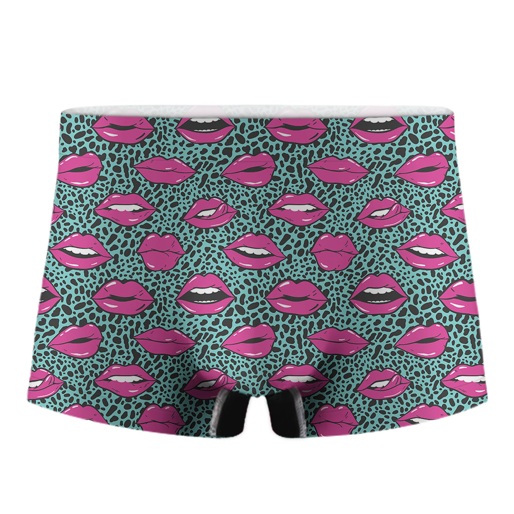 Purple Lips Pattern Print Men's Boxer Briefs
