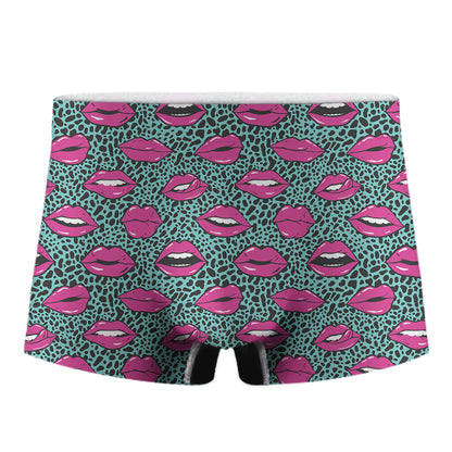 Purple Lips Pattern Print Men's Boxer Briefs