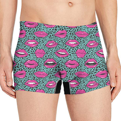 Purple Lips Pattern Print Men's Boxer Briefs
