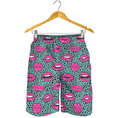 Purple Lips Pattern Print Men's Shorts
