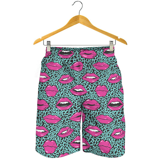 Purple Lips Pattern Print Men's Shorts