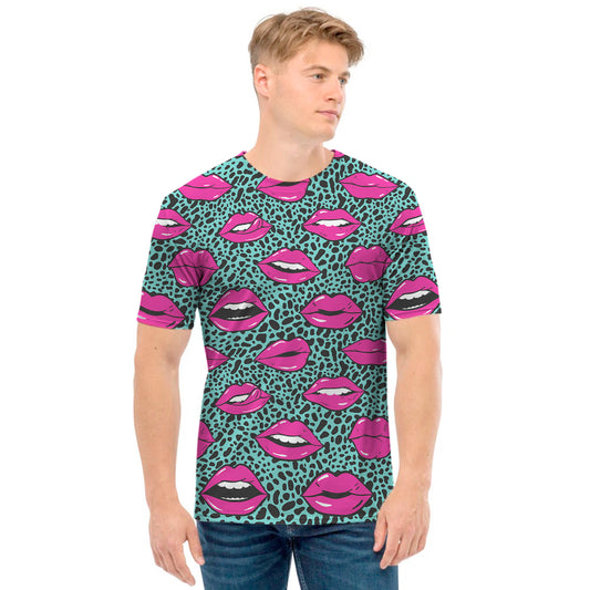 Purple Lips Pattern Print Men's T-Shirt