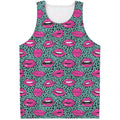 Purple Lips Pattern Print Men's Tank Top