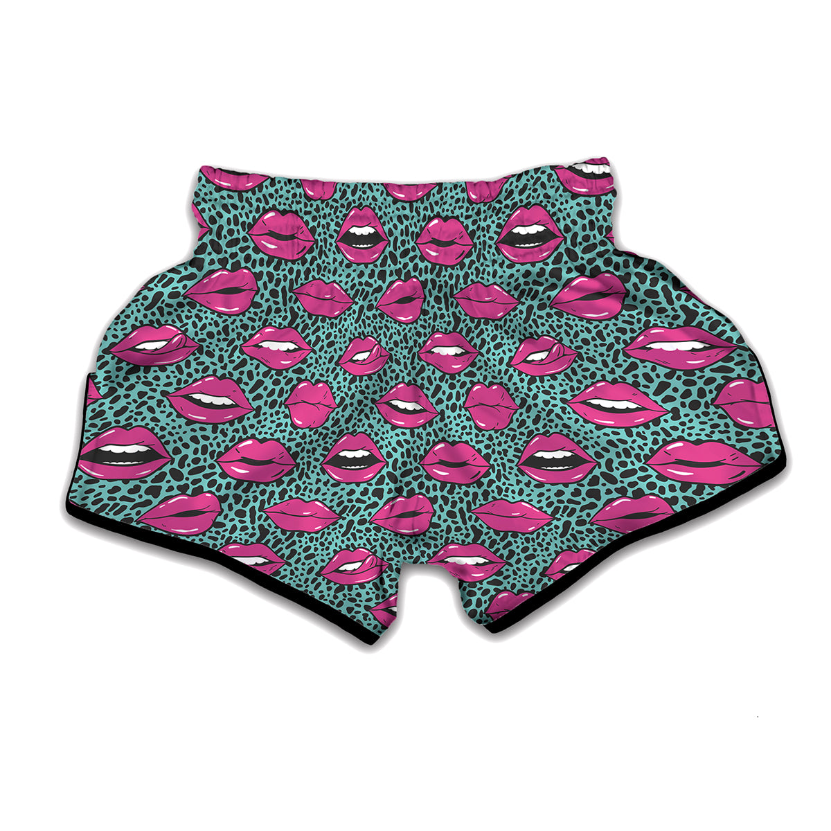 Purple Lips Pattern Print Muay Thai Boxing Shorts
