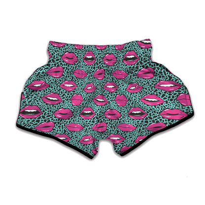 Purple Lips Pattern Print Muay Thai Boxing Shorts