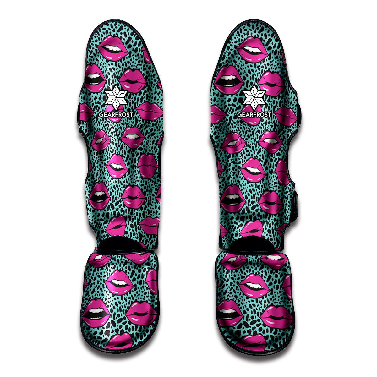 Purple Lips Pattern Print Muay Thai Shin Guard