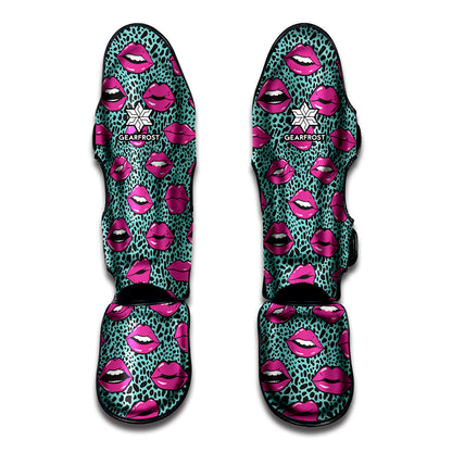 Purple Lips Pattern Print Muay Thai Shin Guard