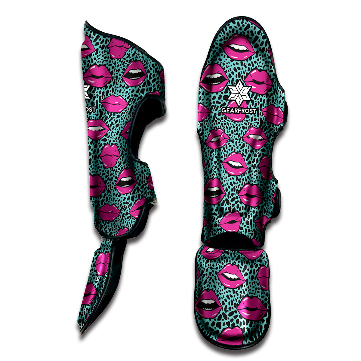 Purple Lips Pattern Print Muay Thai Shin Guard
