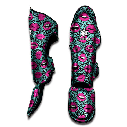 Purple Lips Pattern Print Muay Thai Shin Guard