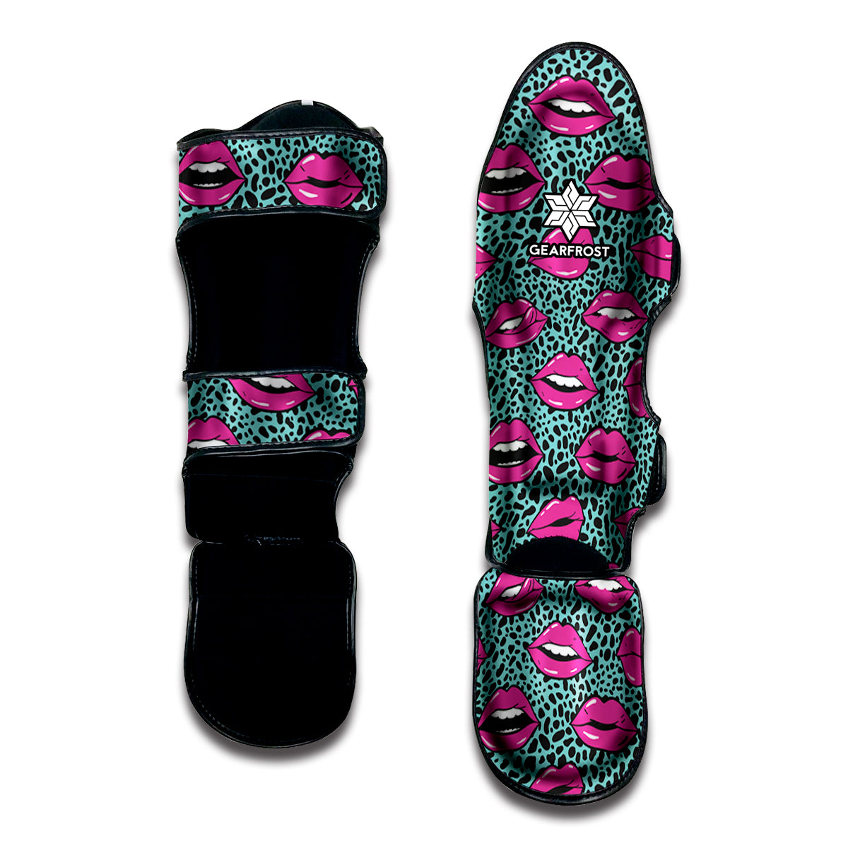 Purple Lips Pattern Print Muay Thai Shin Guard