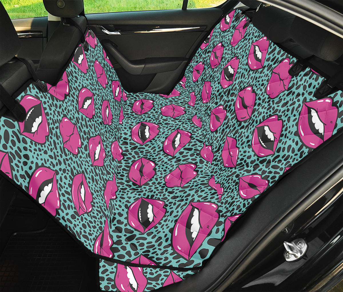 Purple Lips Pattern Print Pet Car Back Seat Cover