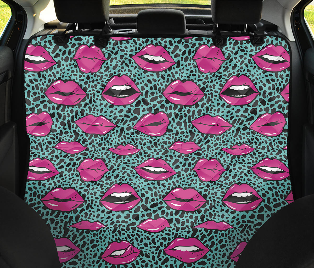 Purple Lips Pattern Print Pet Car Back Seat Cover
