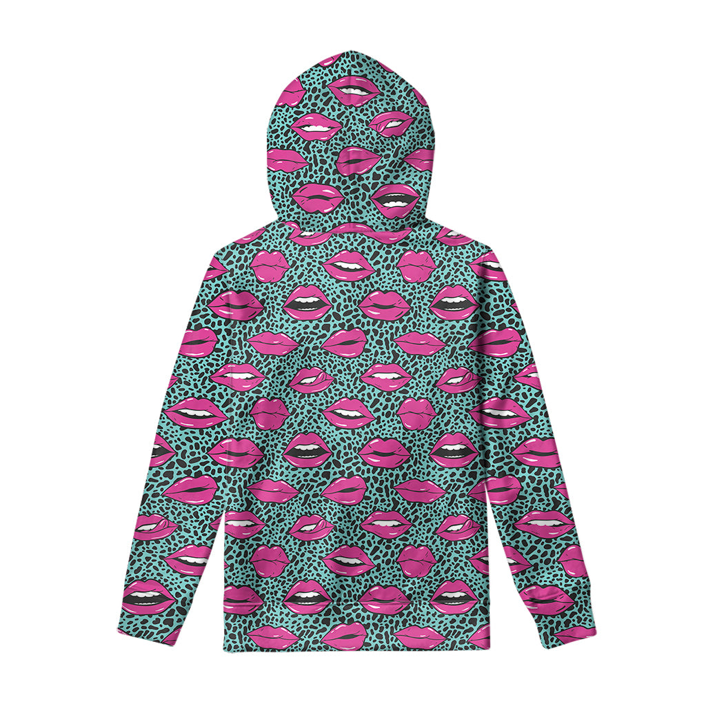Purple Lips Pattern Print Pullover Hoodie